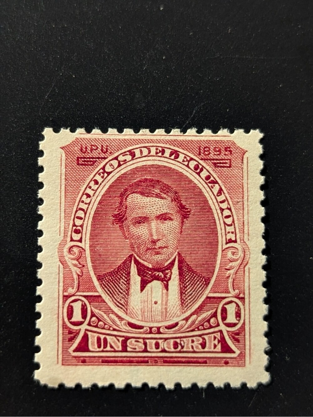 Ecuador Stamp Scott #53, 1s, President Rocafuerte, Carmine, MLH, SCV$21.00